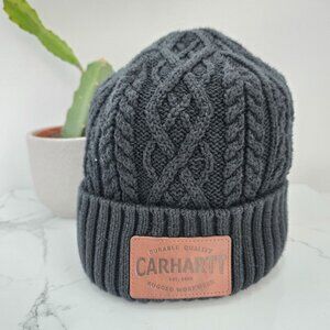 Carhartt | boho black chunky cable knit front logo cozy Fall beanie | WMS